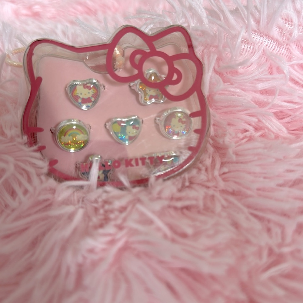 Kids hello Kitty rings. Set of seven.